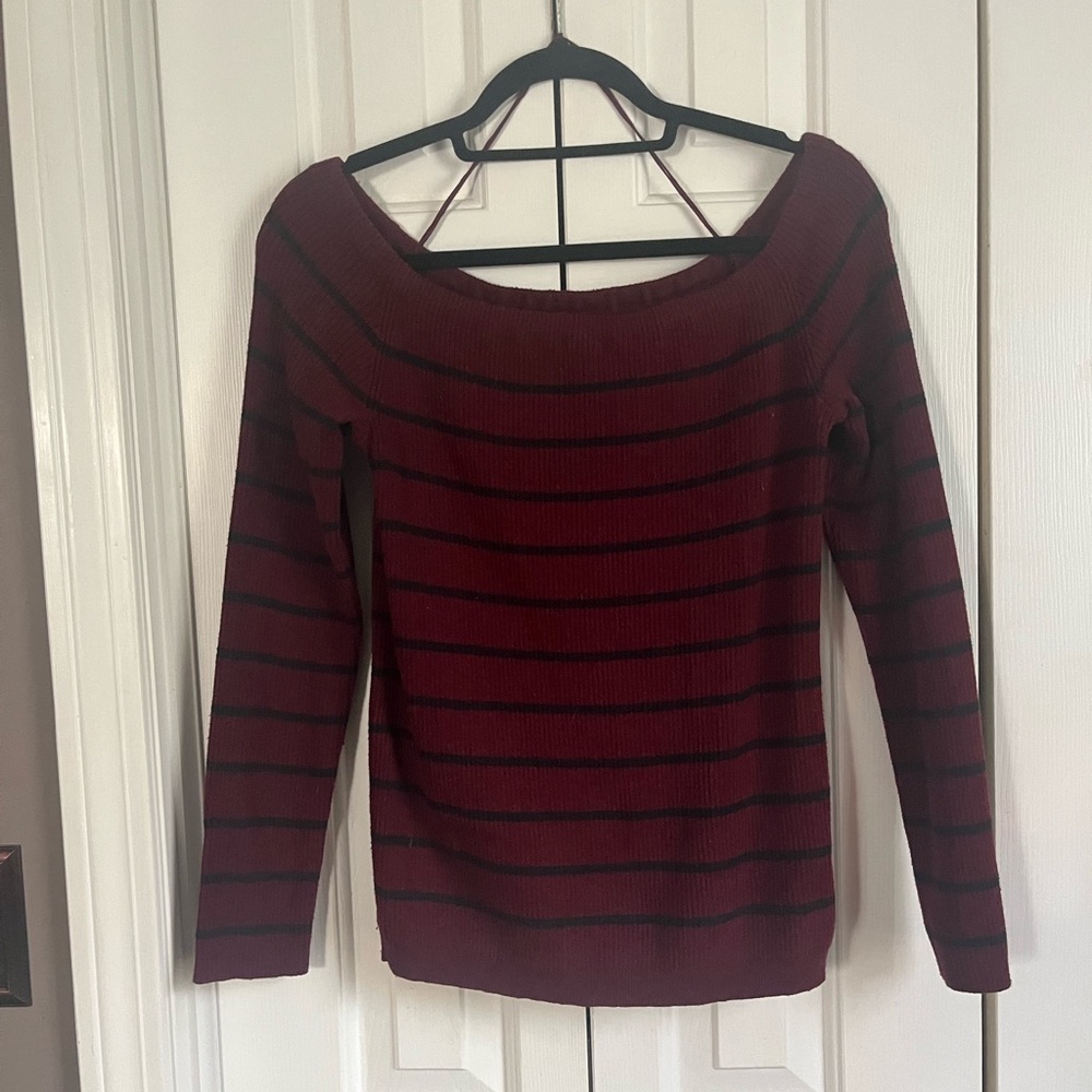 Striped American Eagle Off Shoulder Sweater